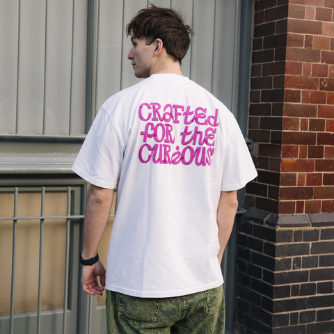 Men's White Crafted Curious T-Shirt